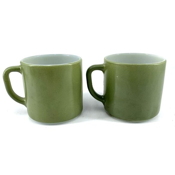 Federal Stackable Cup Mug MCM Avocade Green Coffee USA Heat Proof Lot of 2 - Picture 1 of 8